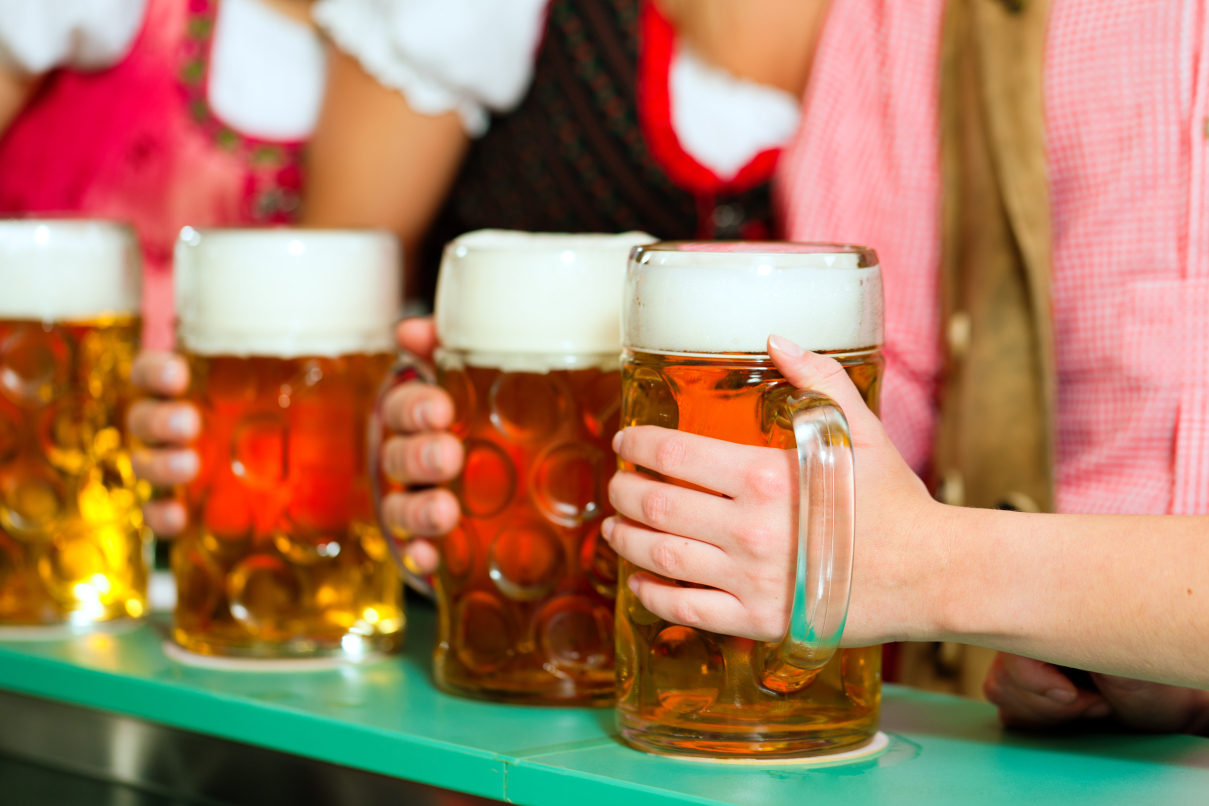 Young people are drinking beer in Bavaria