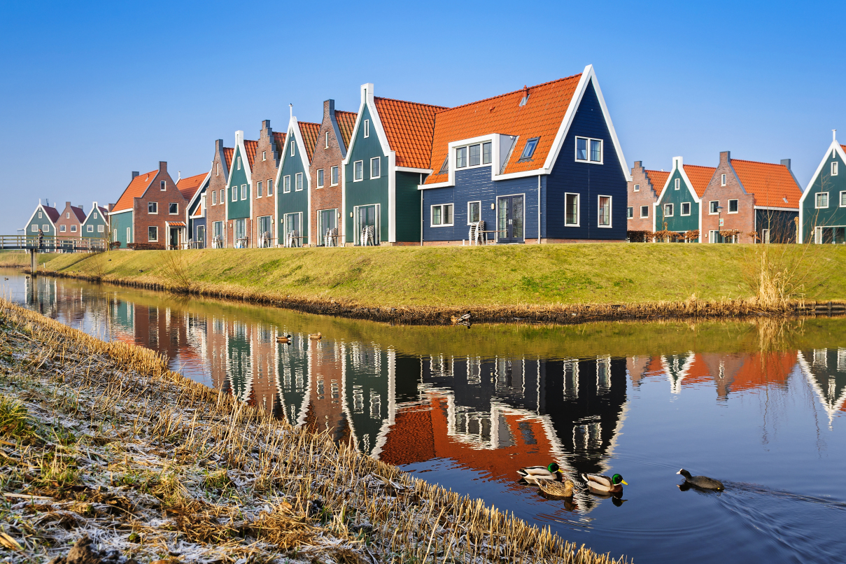 Houses of marine park in Volendam, the Netherlands
