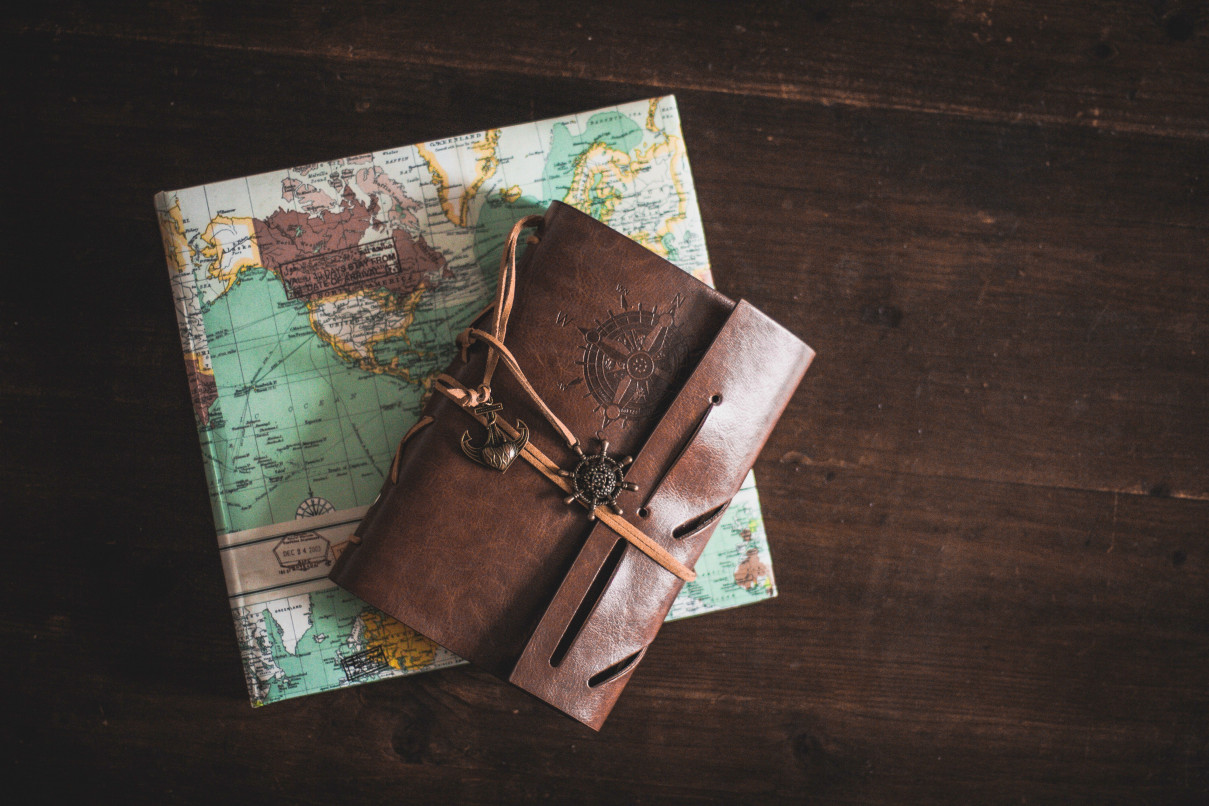 Personalised leather-bound travel journal